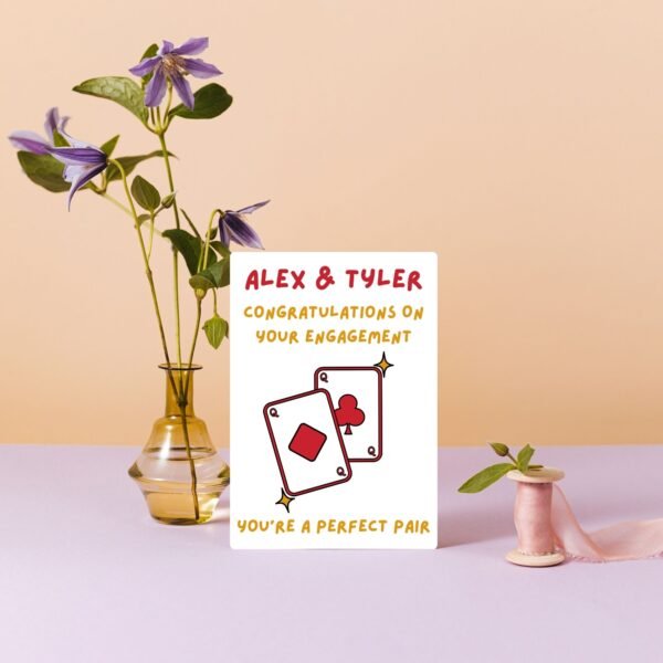 Engagement perfect pair Queens (3) You Make a Perfect Pair Personalised Engagement Card – Two Queens Design