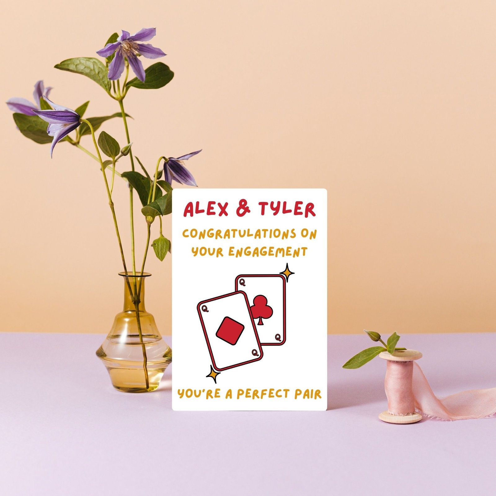You Make a Perfect Pair Personalised Engagement Card – Two Queens Design - Image 4
