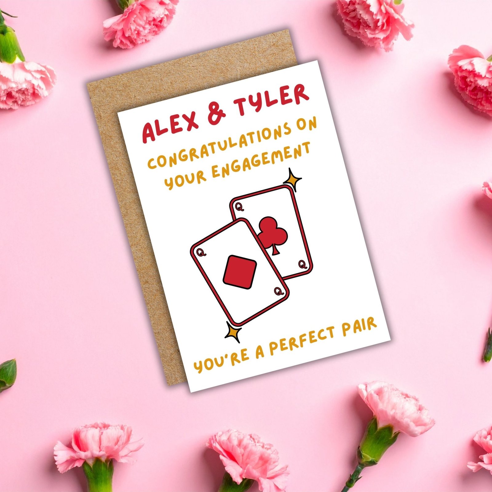 You Make a Perfect Pair Personalised Engagement Card – Two Queens Design - Image 5