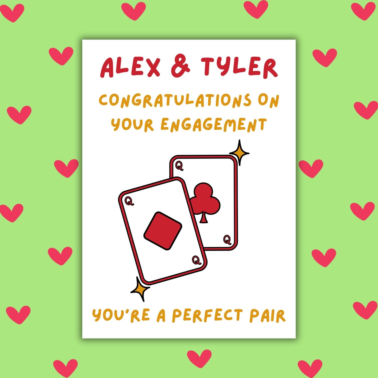 You Make a Perfect Pair Personalised Engagement Card – Two Queens Design