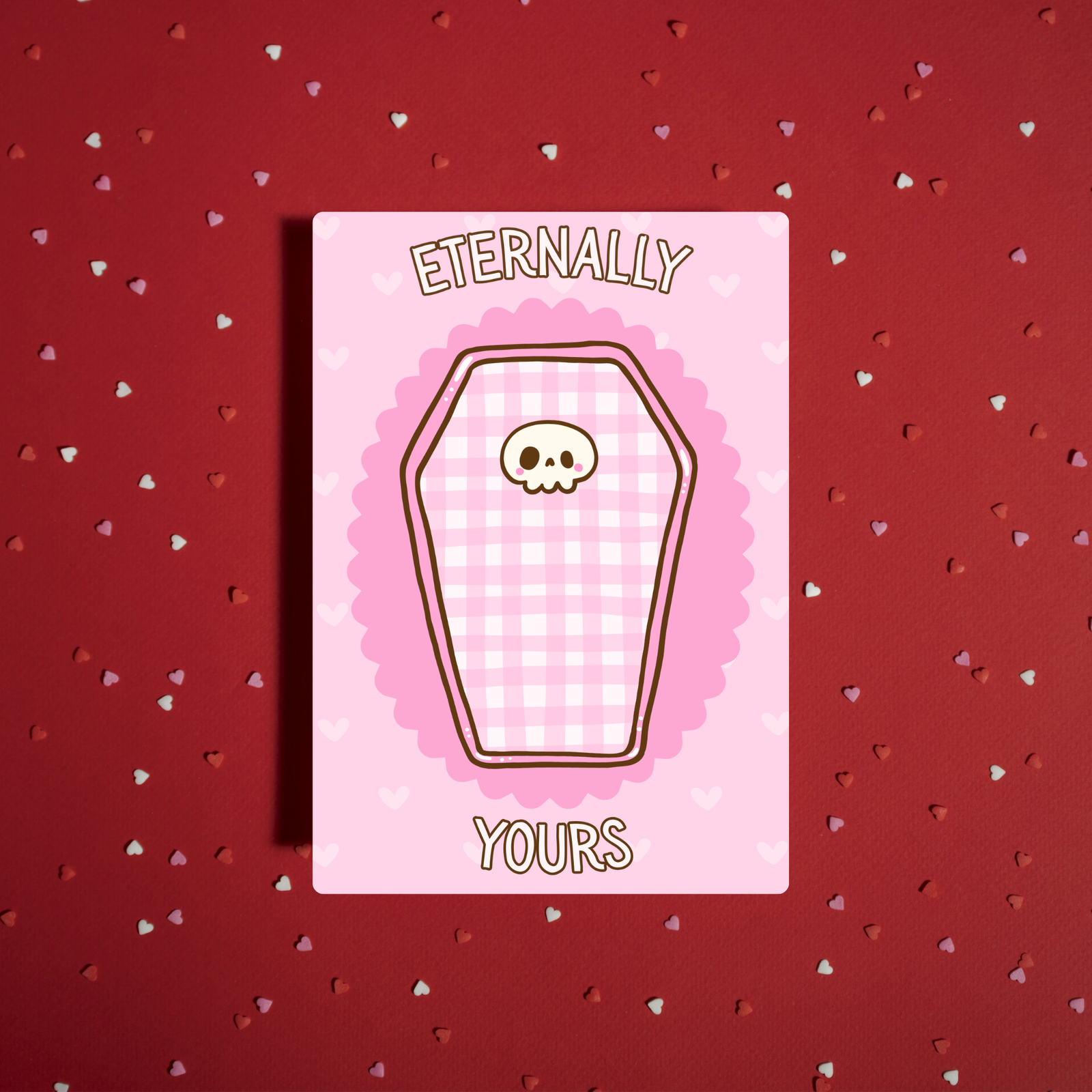 Eternally Yours – Cute Gothic Valentine’s Card with Coffin - Image 2
