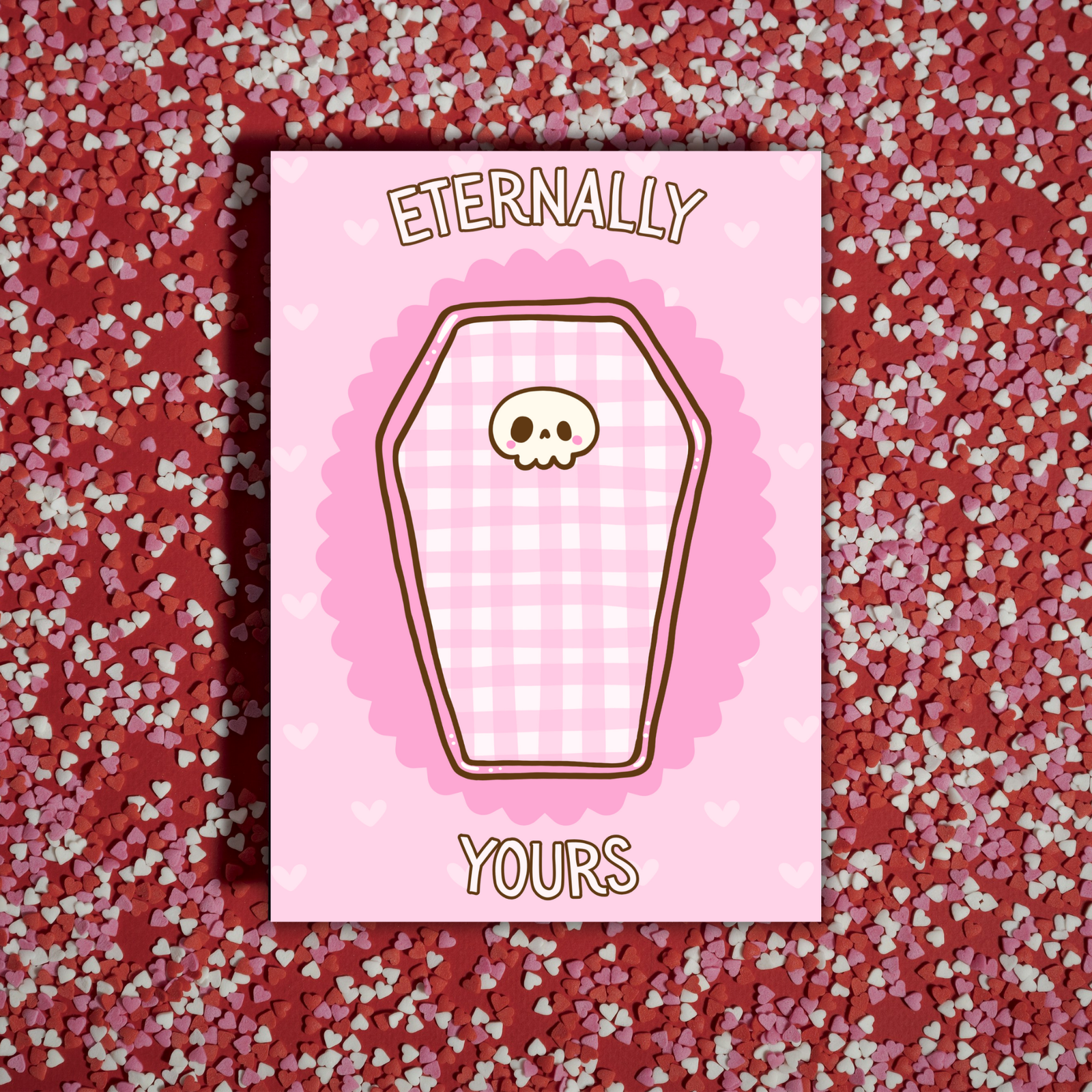 Eternally Yours – Cute Gothic Valentine’s Card with Coffin - Image 3