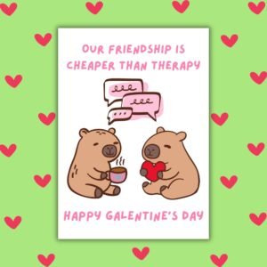 Our Friendship Is Cheaper Than Therapy – Galentine’s Day Card 💖