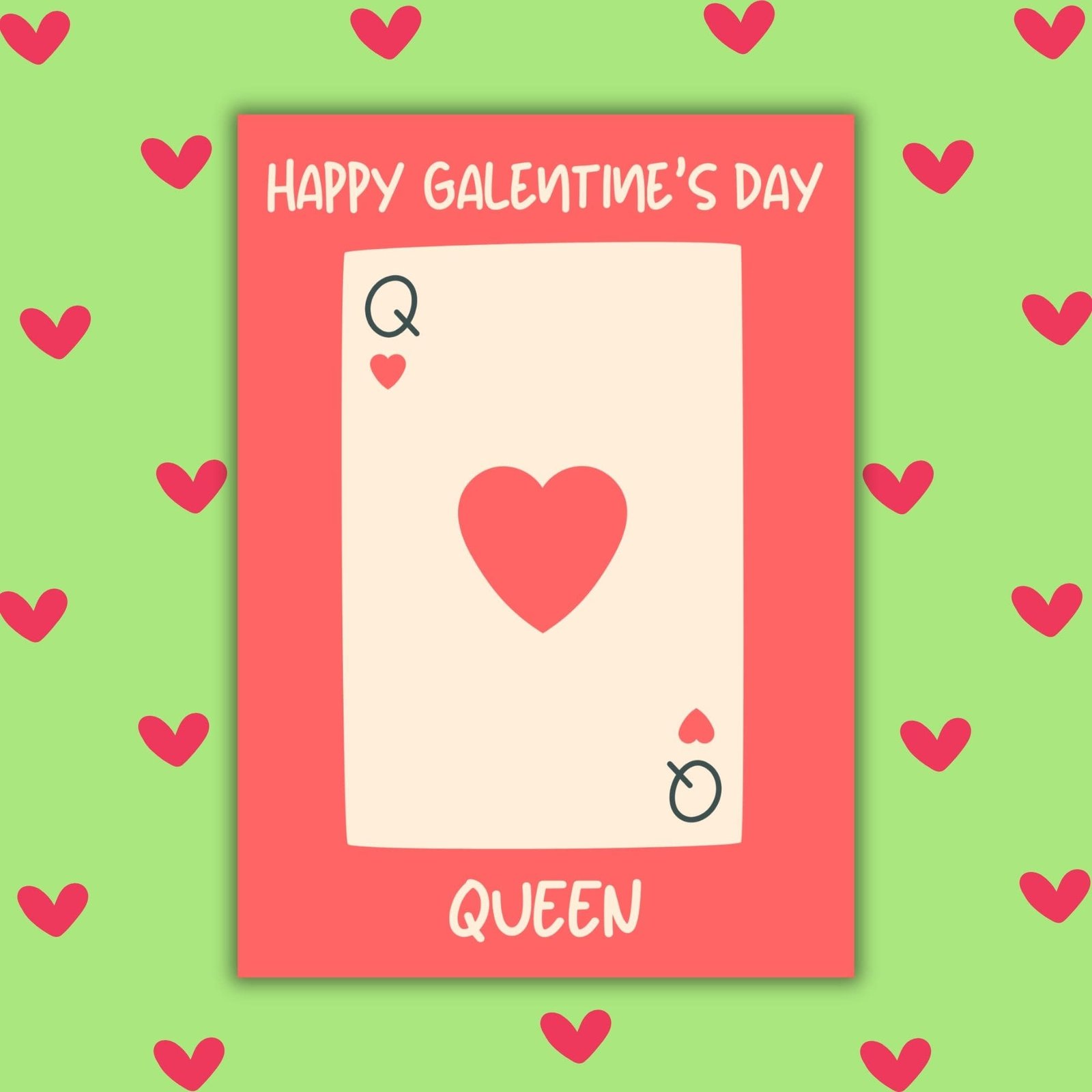 Happy Galentine’s Day Queen – Playing Card Galentine’s Card ♠️💖