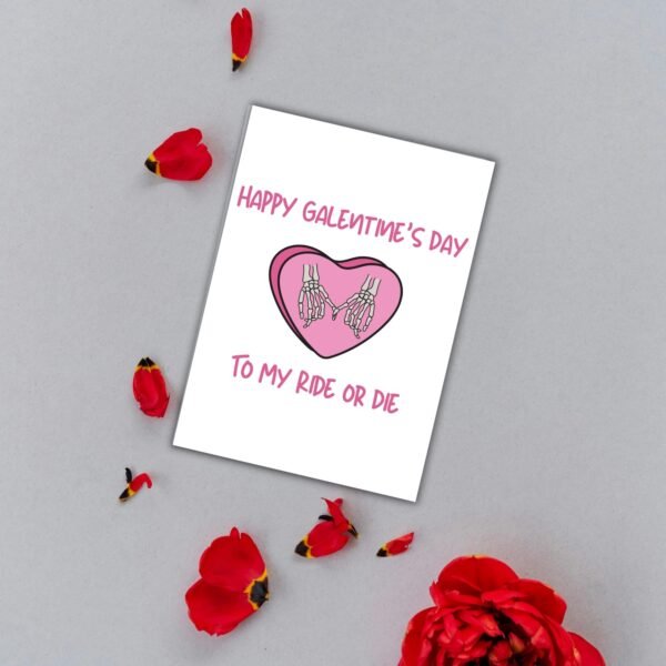 Happy Galentine’s to My Ride or Die – Skeleton Bestie Card 💀💖