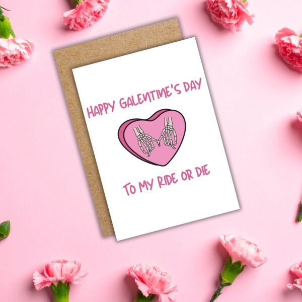 Happy Galentine’s to My Ride or Die – Skeleton Bestie Card 💀💖