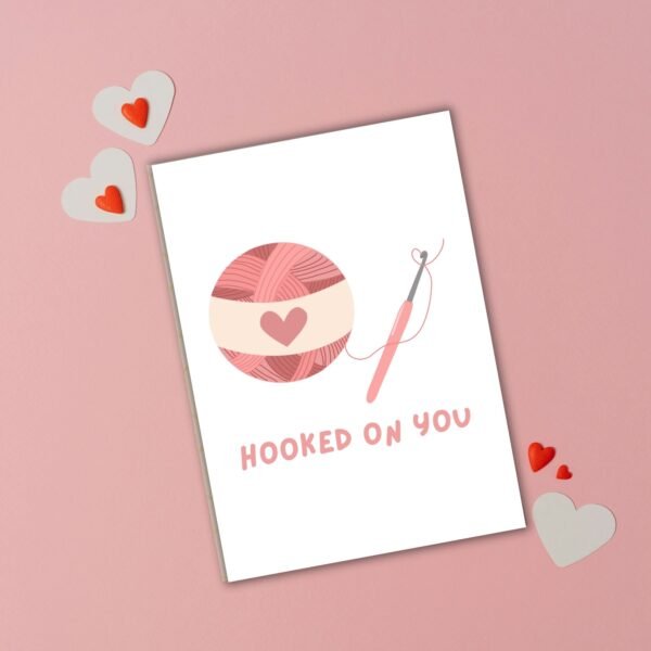 Hooked On You – Cute Valentine’s Card with Yarn & Crochet Hook