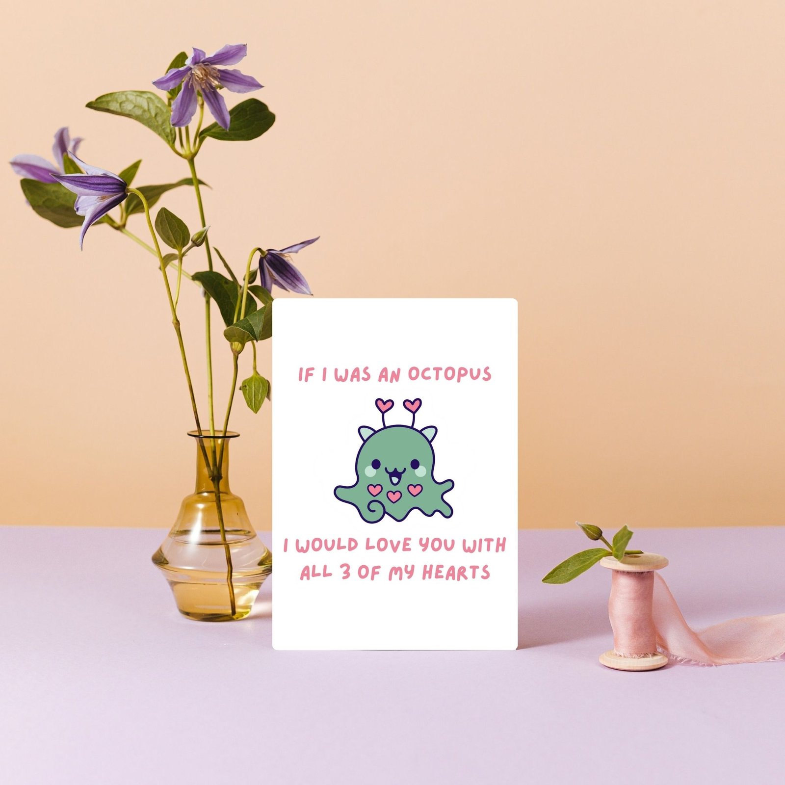 If I Was an Octopus I Would Love You With All Three of My Hearts Valentine's Card - Image 4