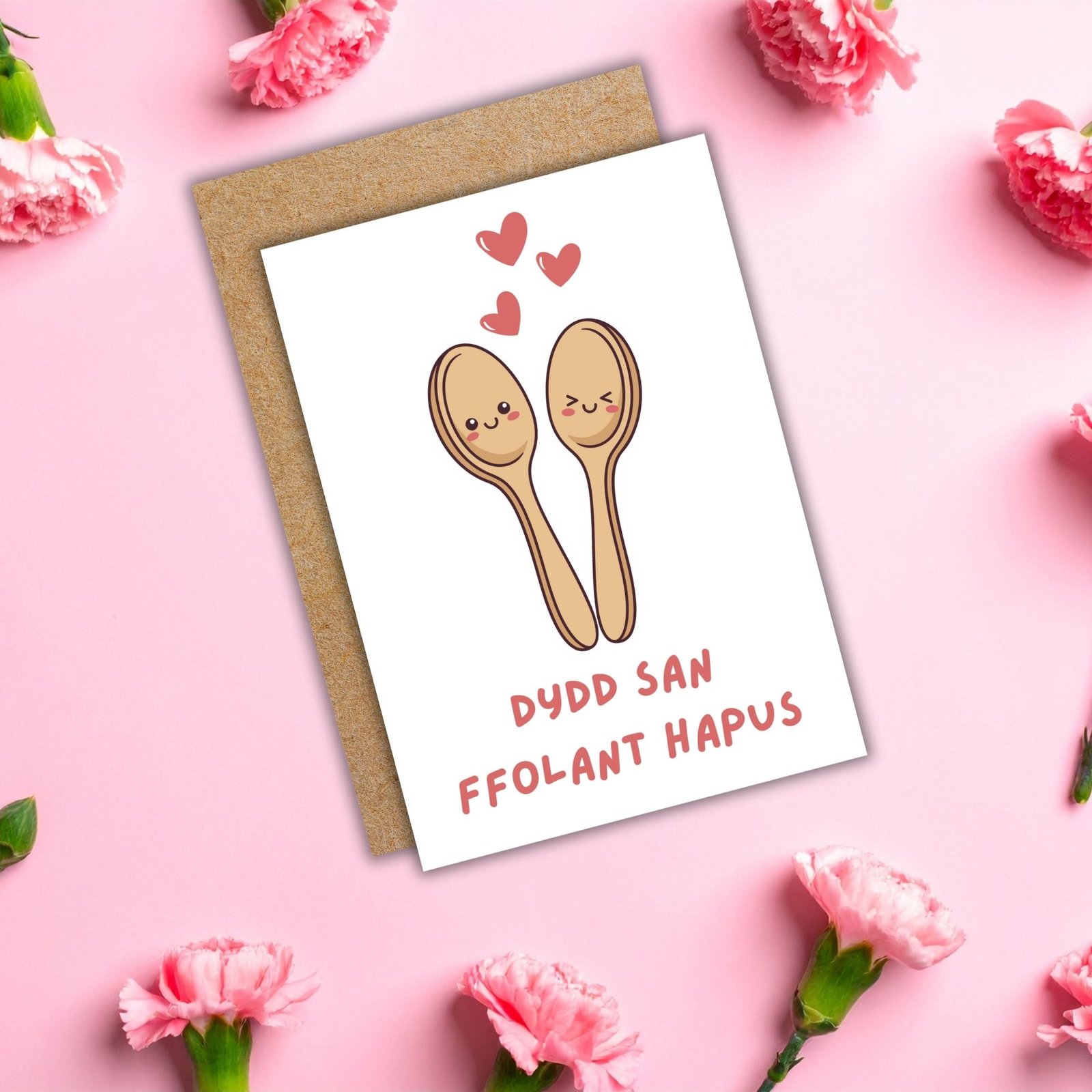 Dydd San Ffolant Hapus – Welsh Language Valentine’s Card with Love Spoons - Image 5