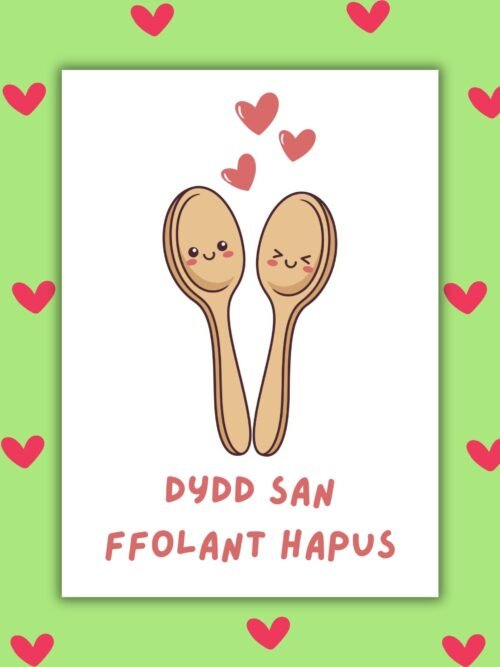 San Ffolant Hapus spoons card Dydd San Ffolant Hapus β Welsh Language Valentineβs Card with Love Spoons