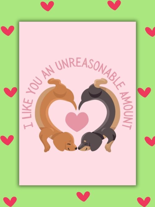 Unreasonable amount love card I Like You An Unreasonable Amount – Funny Valentine’s Day Card | Sausage Dog Love Card