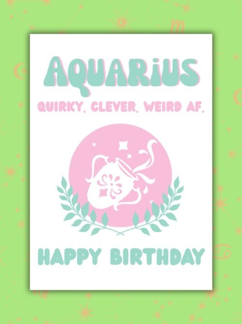 Aquarius Birthday Card – Zodiac Birthday Card