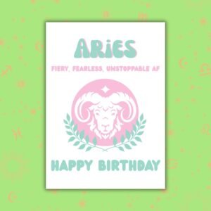 Aries Birthday Card โ Zodiac Birthday Card