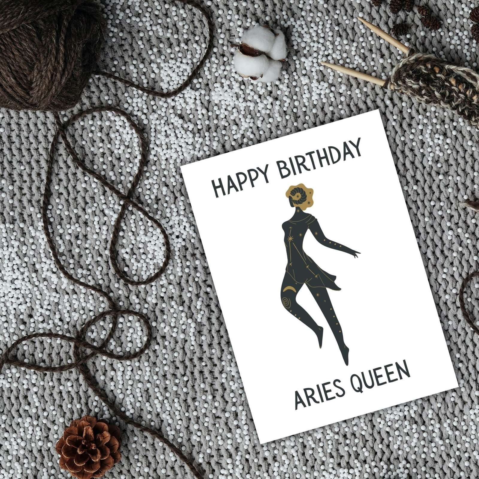 Happy Birthday Aries Queen – Zodiac Birthday Card - Image 2