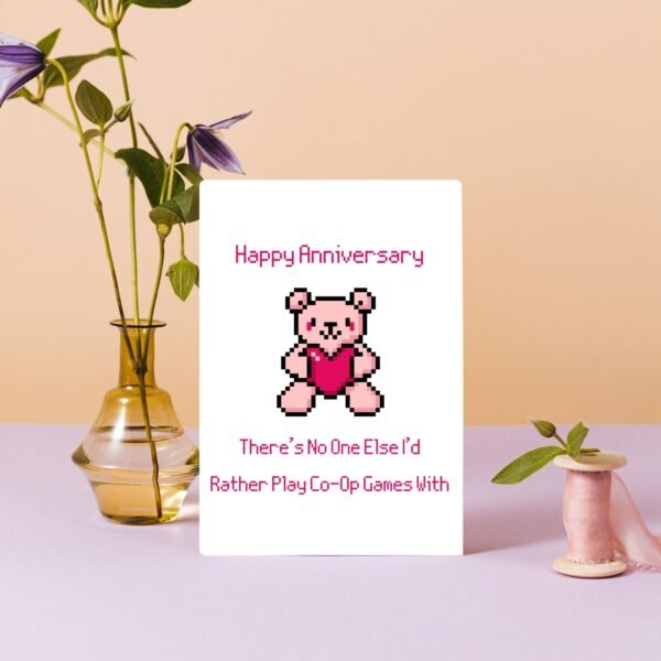 Happy Anniversary Card For Gamers – Bear Design