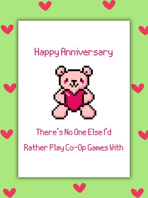 Bear Games Anniversary Card Happy Anniversary Card For Gamers – Bear Design