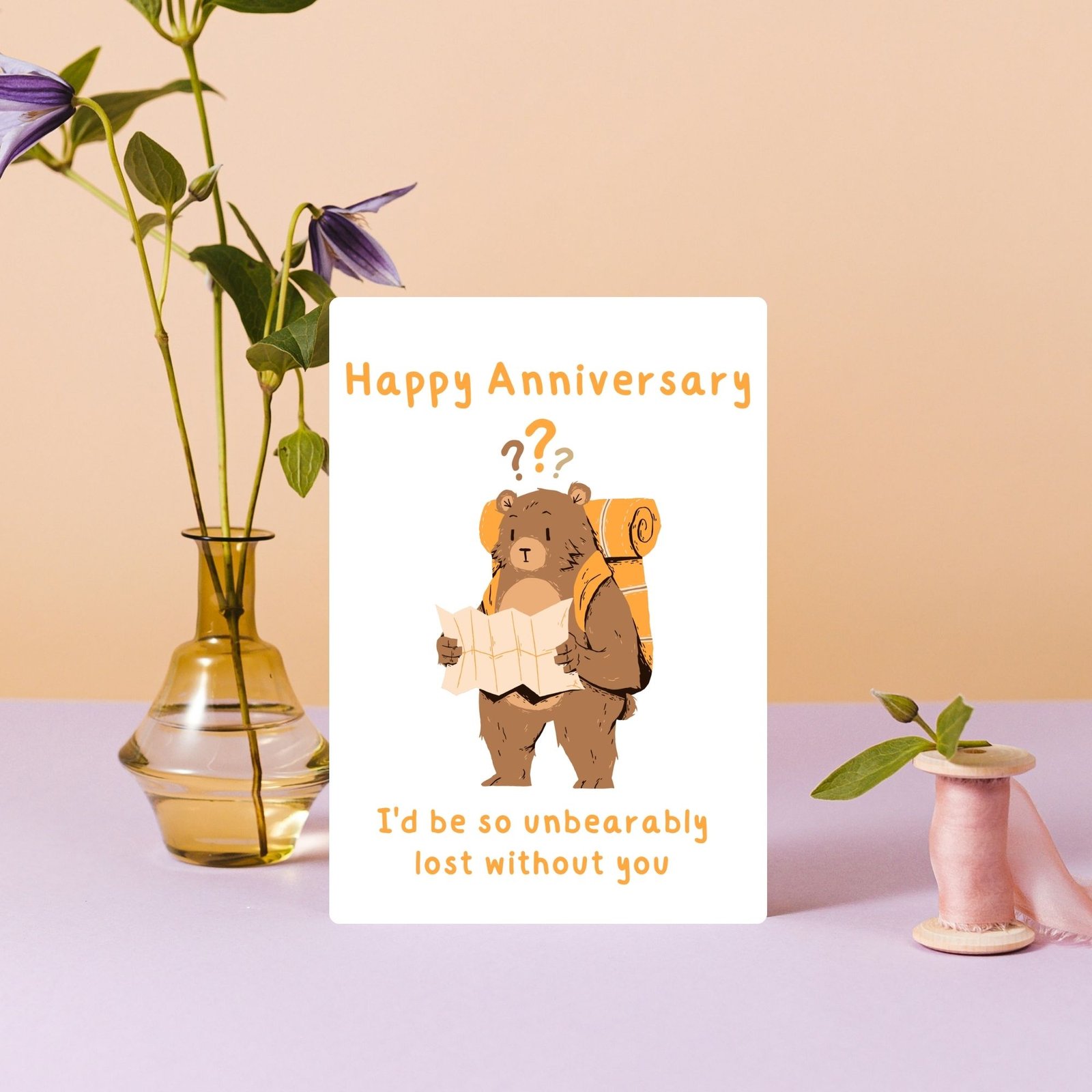 Happy Anniversary Card – Un-Bear-ably Lost Without You - Image 3