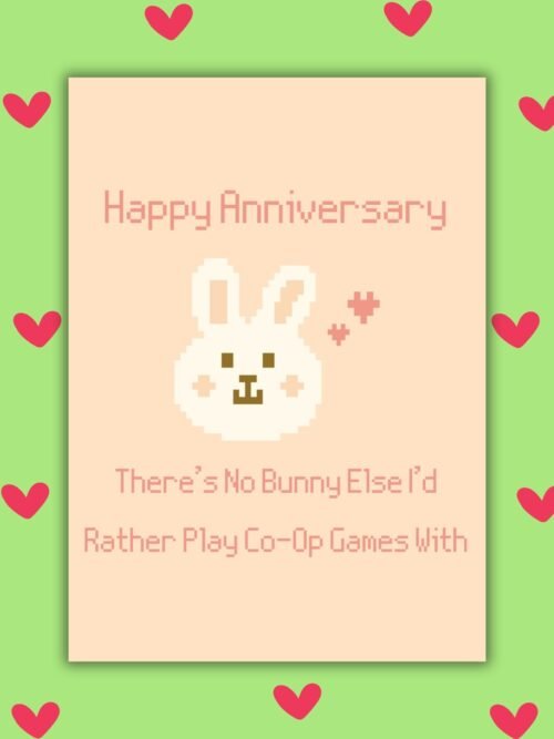 Bunny Games Anniversary Card Happy Anniversary Card For Gamers - Bunny Design