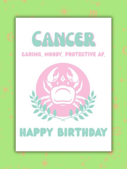 Cancer Birthday Card – Zodiac Birthday Card