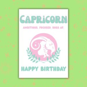 Capricorn Birthday Card – Zodiac Birthday Card