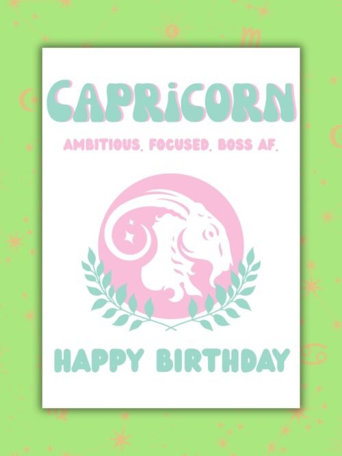 Capricorn Birthday Card – Zodiac Birthday Card