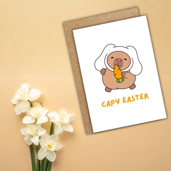 Capy Easter Bunny (1) Capy Easter – Cute Capybara Happy Easter Card