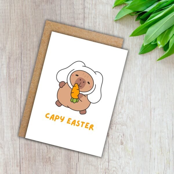 Capy Easter Bunny (2) Capy Easter – Cute Capybara Happy Easter Card