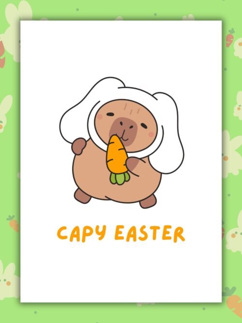 Capy Easter Bunny Capy Easter β Cute Capybara Happy Easter Card