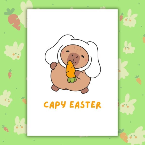 Capy Easter Bunny Capy Easter – Cute Capybara Happy Easter Card
