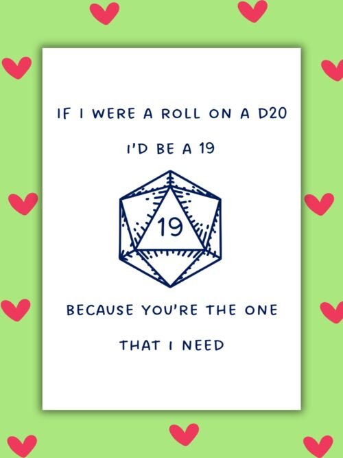 D19 Dice Anniversary Card D20 Dice Nerdy Anniversary Card