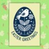 Easter Folk Egg Blue Blue Folk Art Egg Easter Card