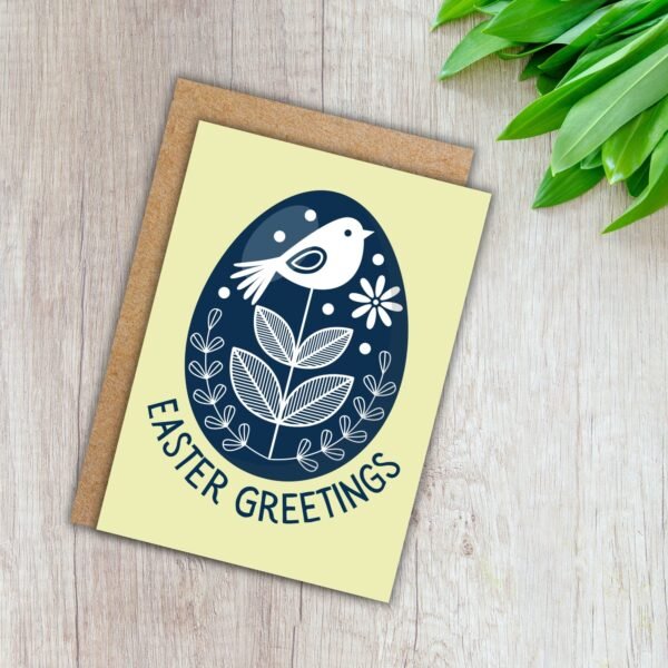 Easter Folk Egg Blue (2) Blue Folk Art Egg Easter Card