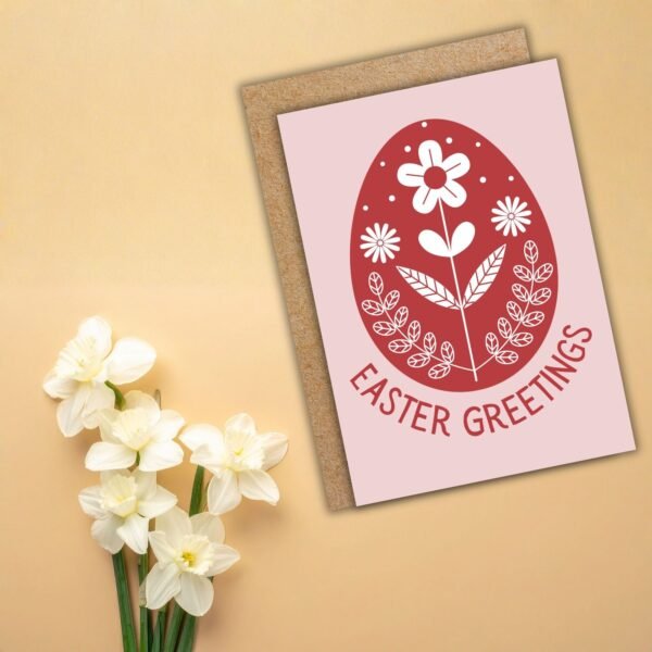 Easter Folk Egg Red (1) Red Folk Art Egg Easter Card