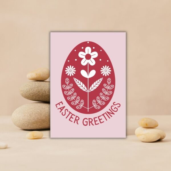 Easter Folk Egg Red (3) Red Folk Art Egg Easter Card