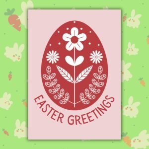 Red Folk Art Egg Easter Card