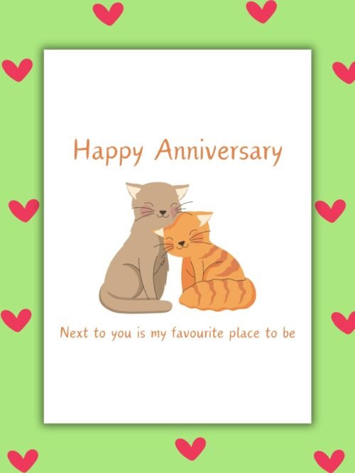 Fave place cat Anniversary Card Happy Anniversary Card – Next To You Favourite Place