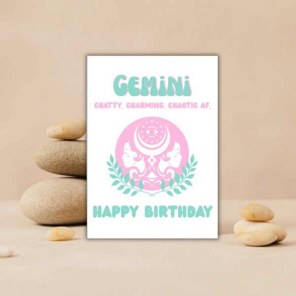 Gemini Birthday Card – Zodiac Birthday Card