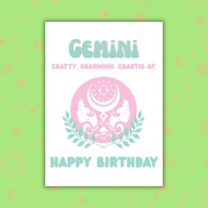 Gemini Birthday Card โ Zodiac Birthday Card
