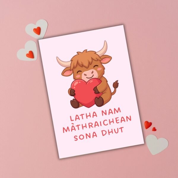 Latha nam Màthraichean Sona Dhut – Highland Cow Mother’s Day Card