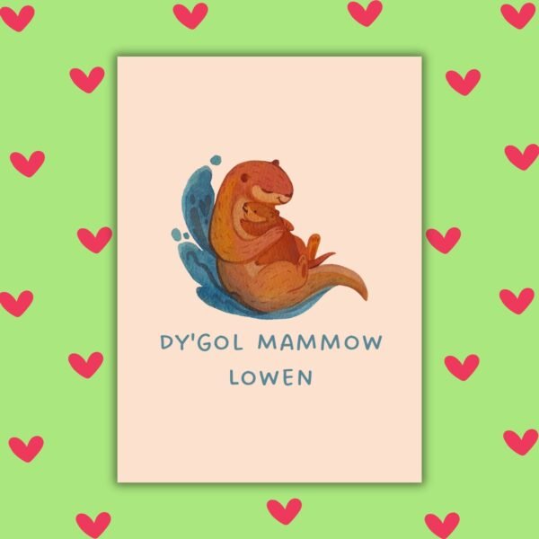 HMD cornish otters Dy’gol Mammow Lowen – Happy Mother’s Day Cornish Card