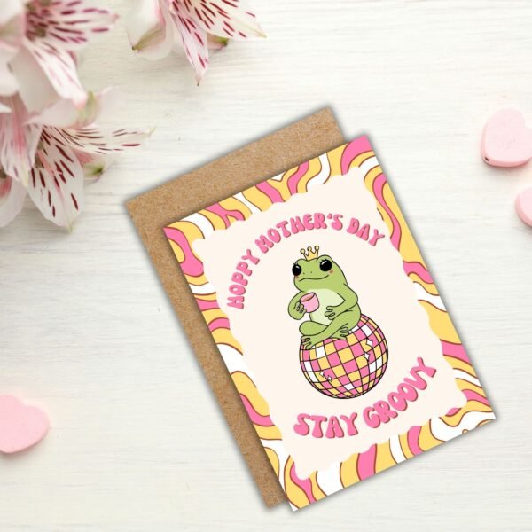 Hoppy Mother’s Day Stay Groovy – Disco Frog Card