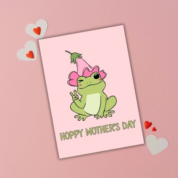 Hoppy Mother’s Day – Frog Peace Sign Card