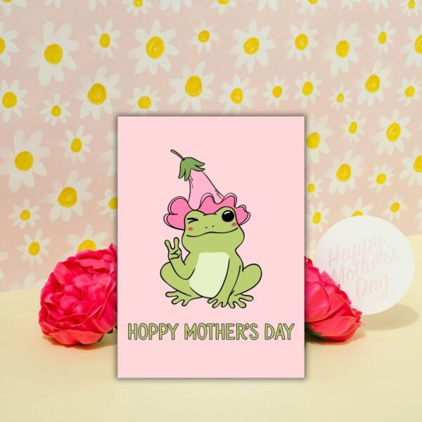 Hoppy Mother’s Day – Frog Peace Sign Card