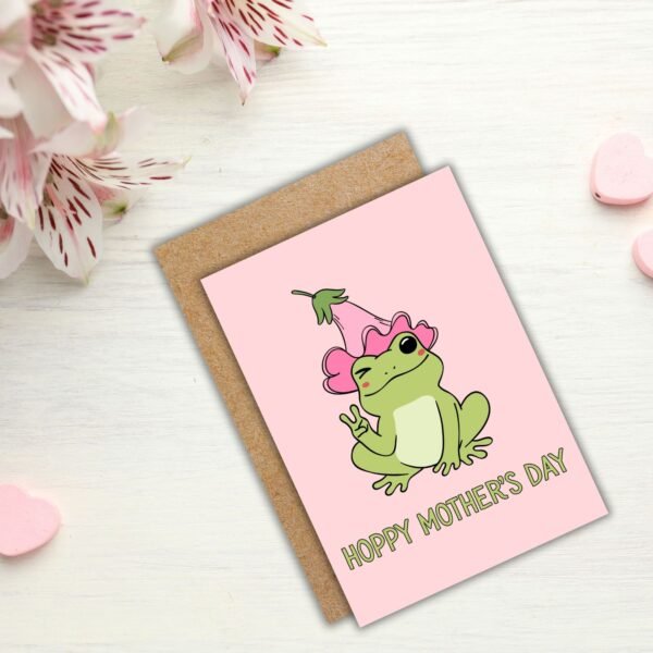 Hoppy Mother’s Day – Frog Peace Sign Card