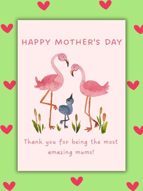 Thank You for Being the Most Amazing Mums – Flamingo Family Mother’s Day Card