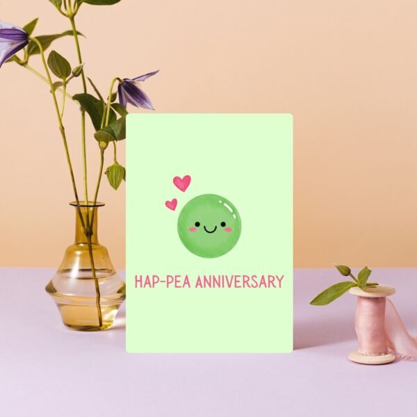 Hap pea Anniversary Card (2) Happy Anniversary Card – Hap-Pea Anniversary