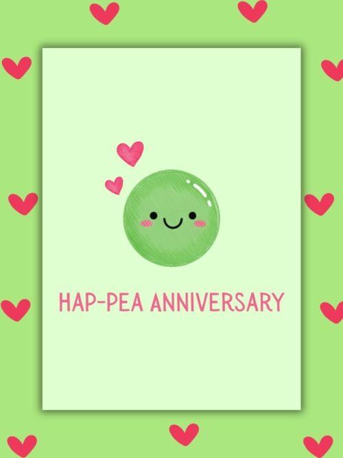 Hap pea Anniversary Card Happy Anniversary Card – Hap-Pea Anniversary