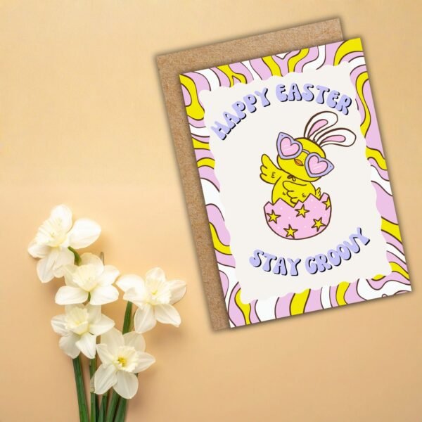 Happy Easter Chick Groovy (1) Happy Easter Stay Groovy – Funny Disco Chick Easter Card