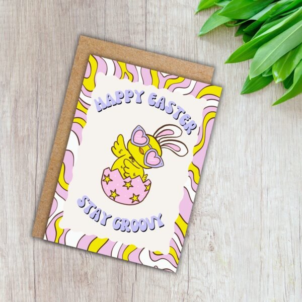 Happy Easter Chick Groovy (2) Happy Easter Stay Groovy – Funny Disco Chick Easter Card