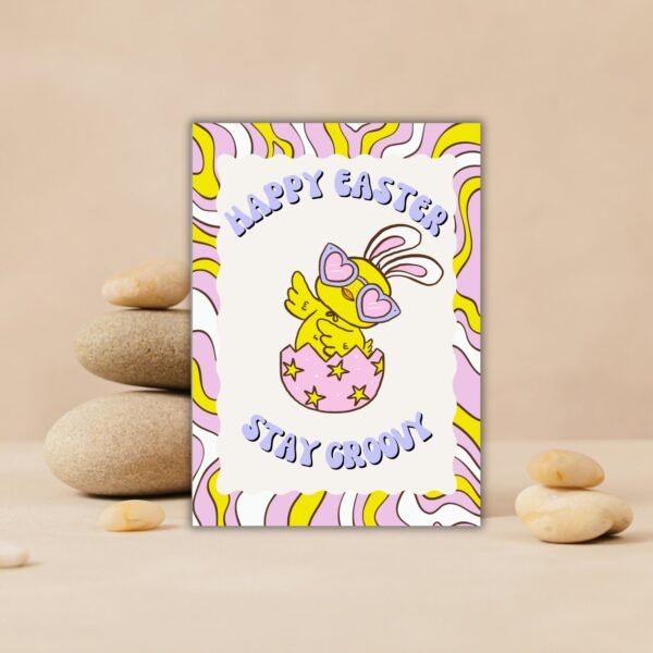 Happy Easter Chick Groovy (3) Happy Easter Stay Groovy – Funny Disco Chick Easter Card